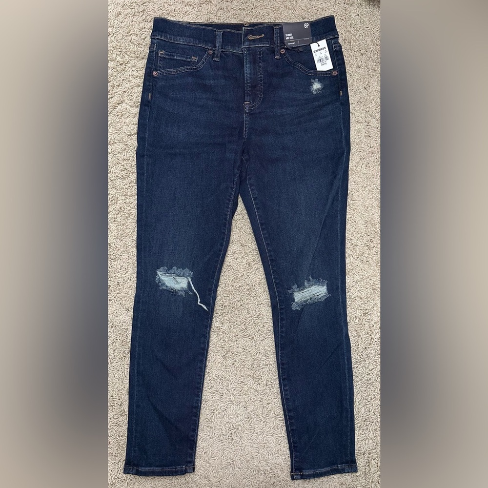 Express Dark Wash Skinny Mid-rise Jeans